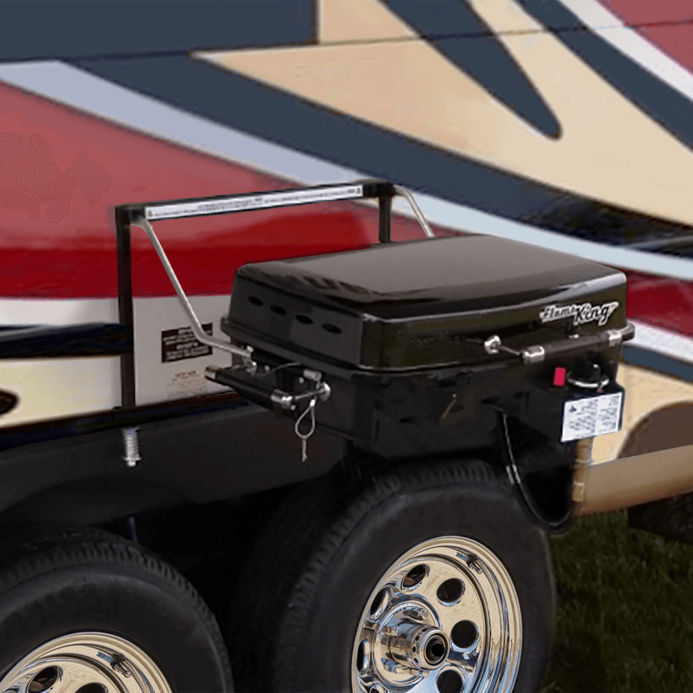 Flame King RV Trailer Mounted Grill with Carry Bag - Flame King