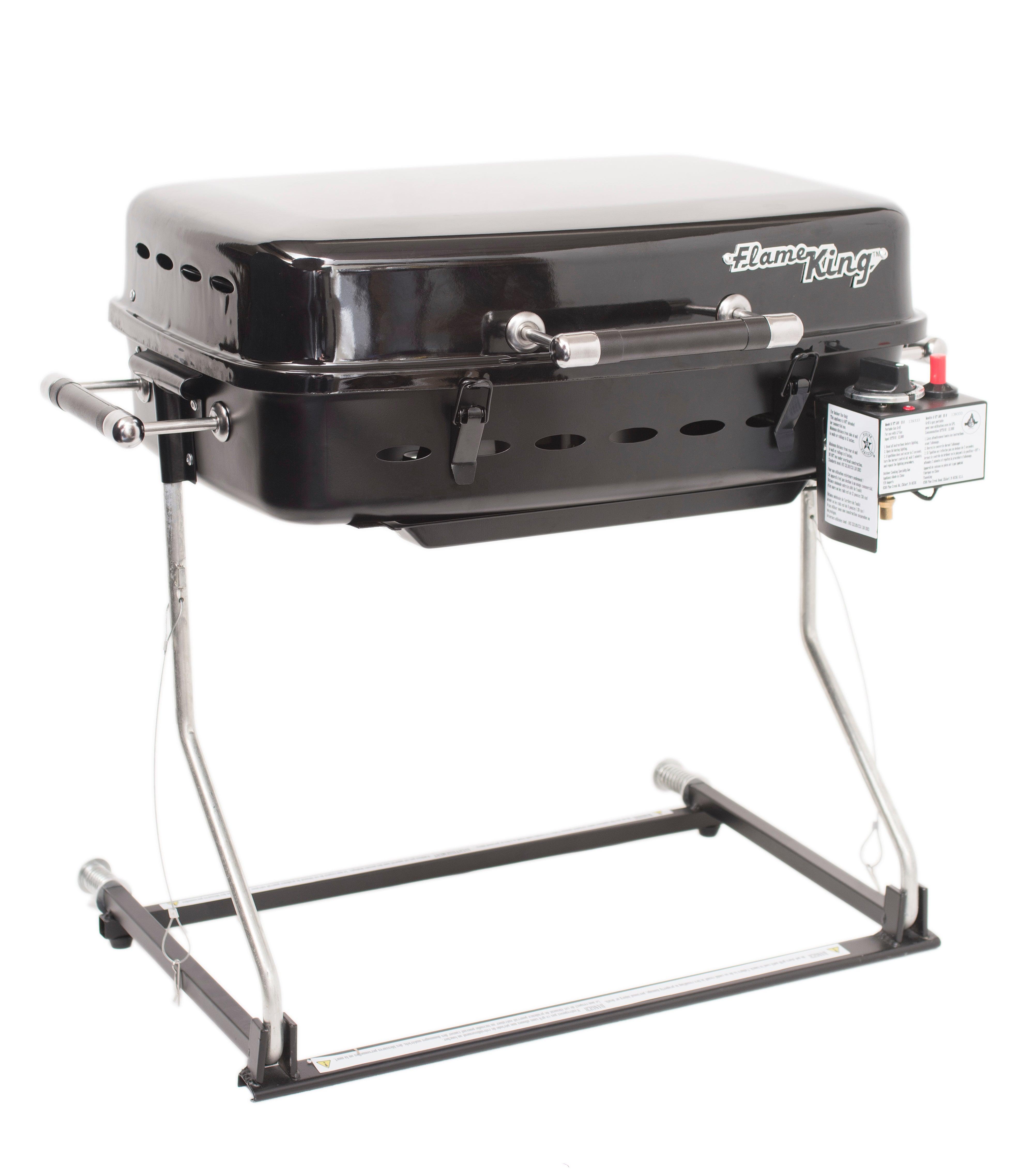 Flame King RV Trailer Mounted Grill with Carry Bag - Flame King