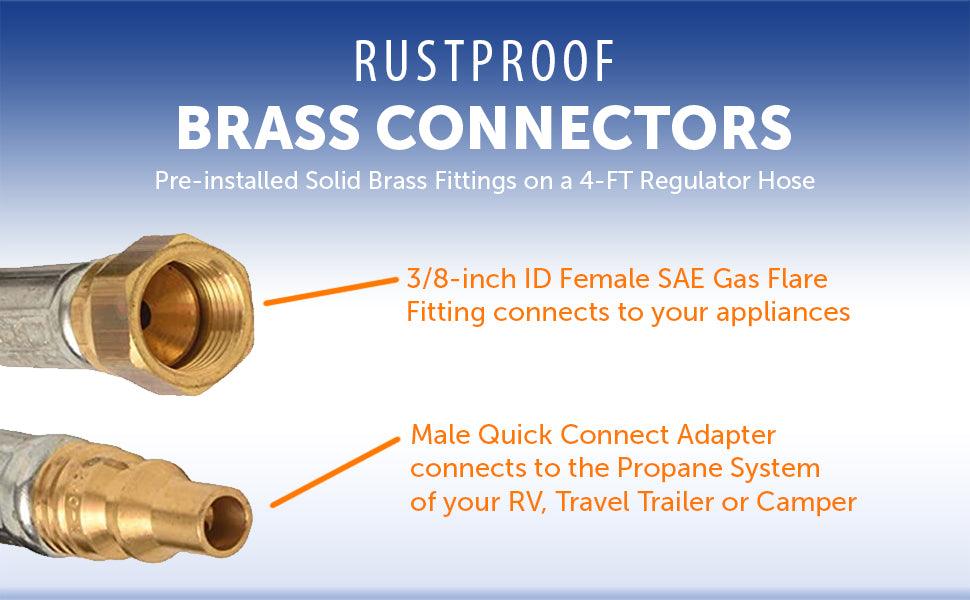 Flame King RV, Van, Trailer Low Pressure Quick Connect 48 Inch, 3/8 Inch ID Female SAE Gas Flare Fitting - Flame King