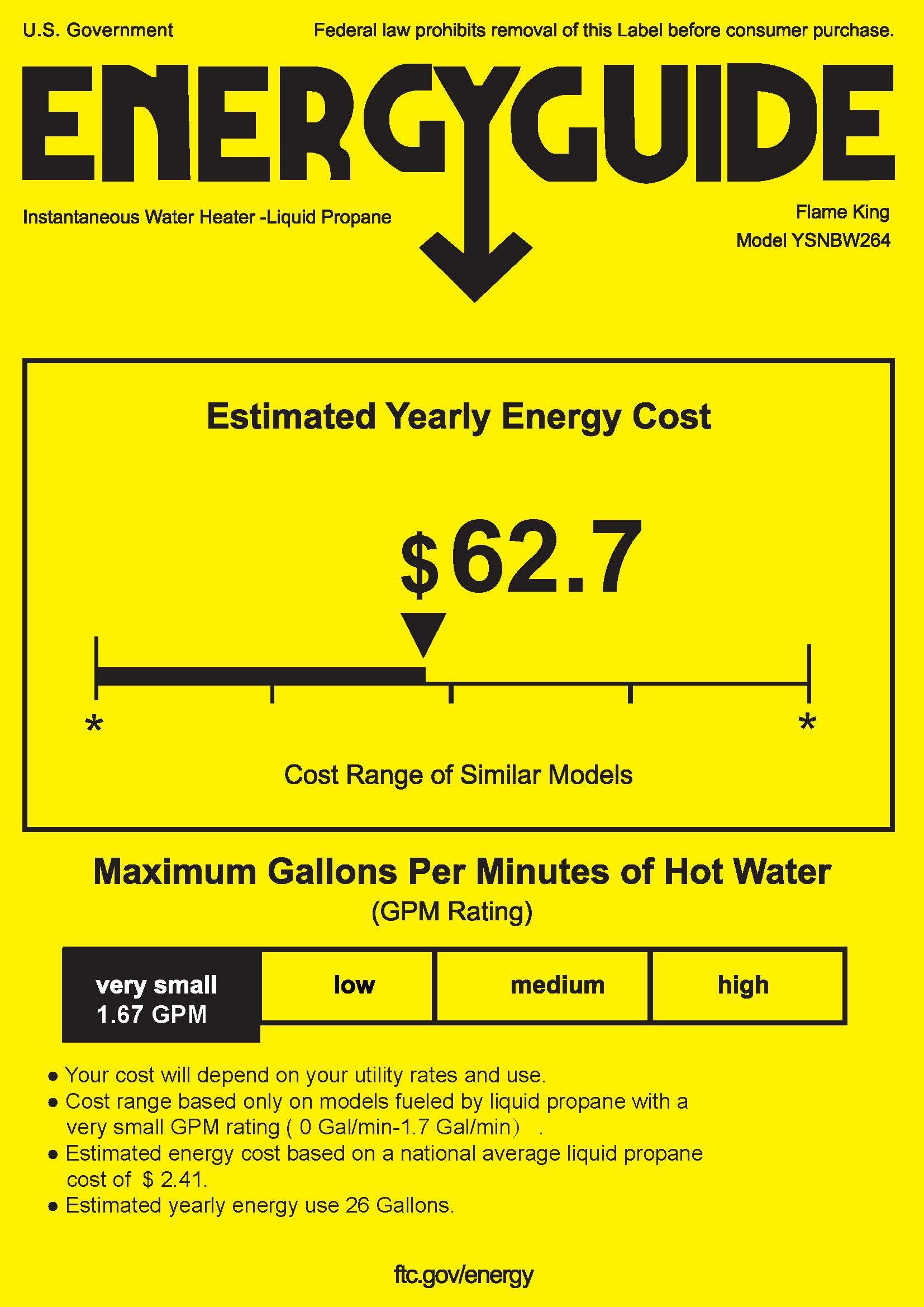 Flame King Tankless Outdoor Portable Shower Propane Gas 10L 2.64GPM Water Heater 68,000 BTU - Flame King