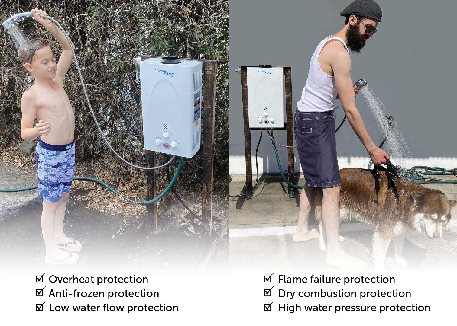 Flame King Tankless Outdoor Portable Shower Propane Gas 10L 2.64GPM Water Heater 68,000 BTU - Flame King