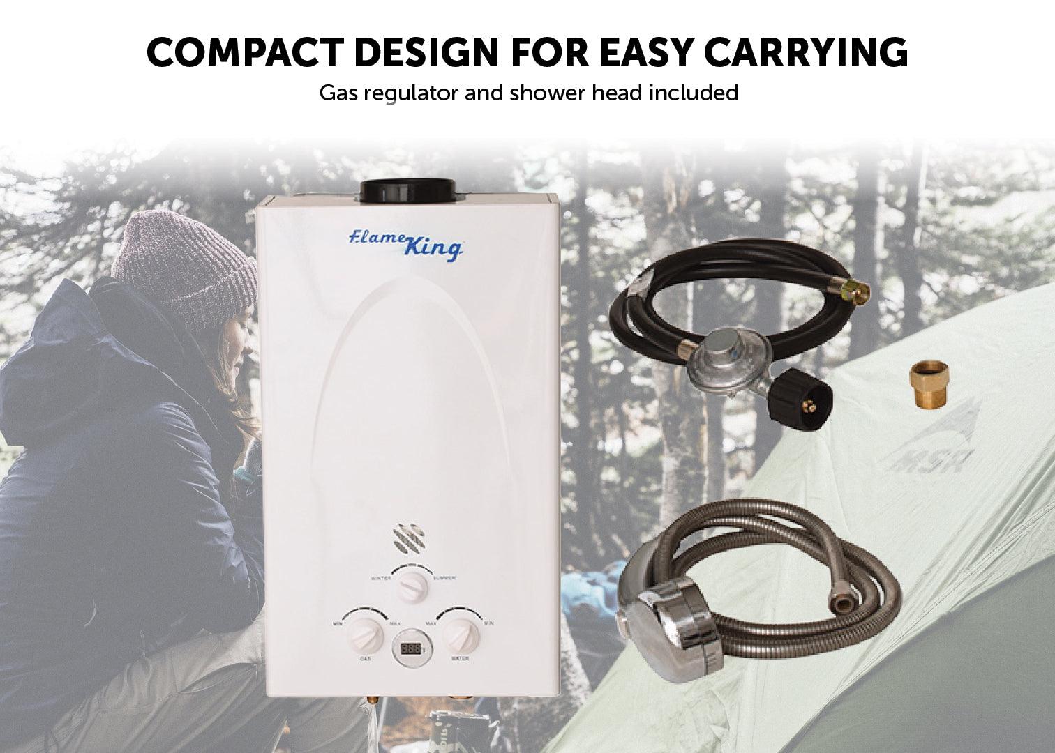 Flame King Tankless Outdoor Portable Shower Propane Gas 10L 2.64GPM Water Heater 68,000 BTU - Flame King