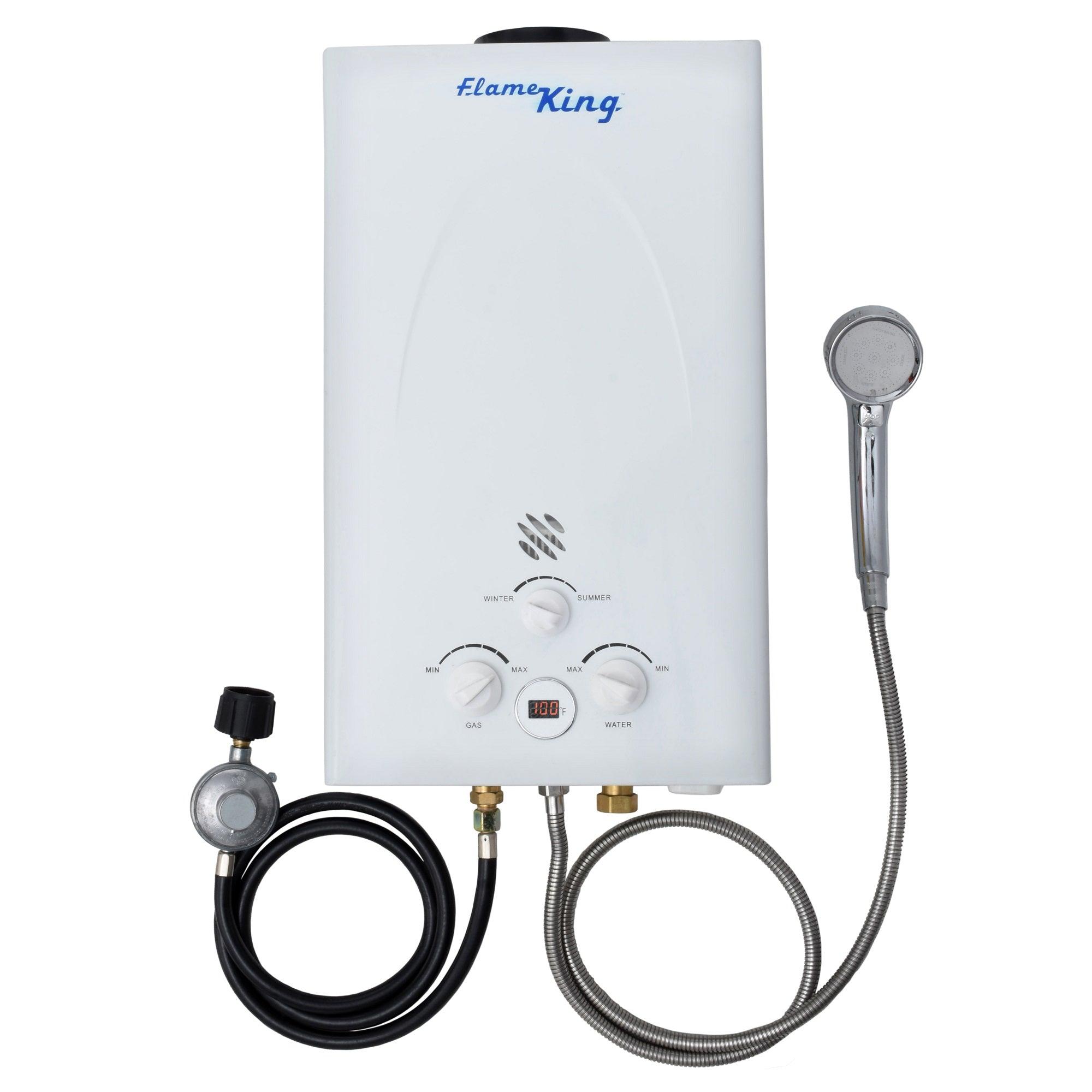 Flame King Tankless Outdoor Portable Shower Propane Gas 10L 2.64GPM Water Heater 68,000 BTU - Flame King