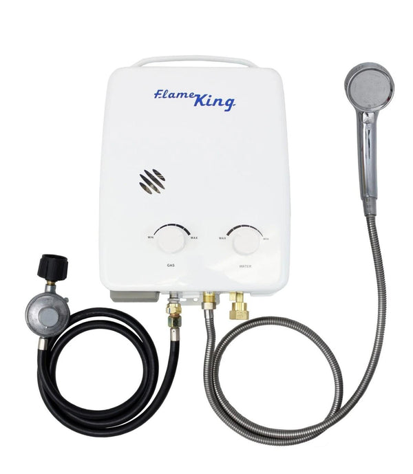 Flame King Tankless Outdoor Portable Camping Hot Shower Propane Gas 5L 1.32GPM Water Heater 34,000 BTU
