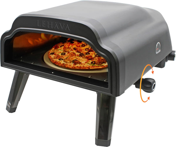 Flame King Outdoor Portable 14-inch Propane Pizza Oven Gas 360 Degree Rotating Stone